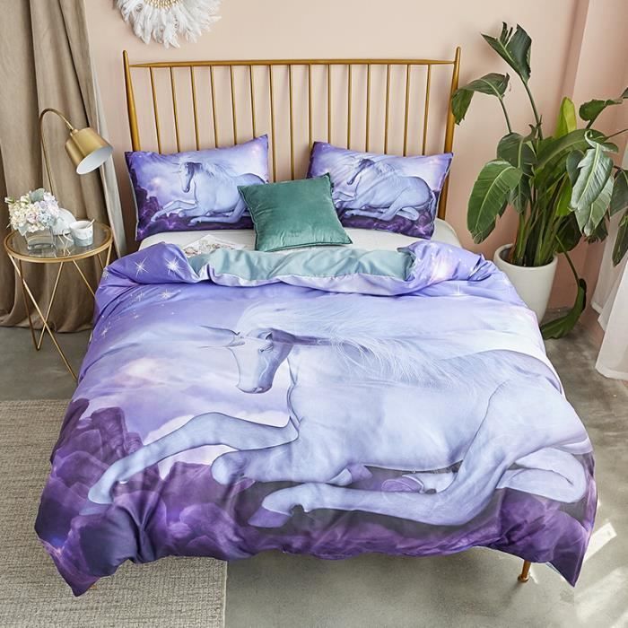 Housse de Couette 200x200 Populaires, 2 Personnes, Parure de Lit Motif,2 Taies d'oreiller 50x75, Zippée, Microfibre Doux(K5) - Maison
