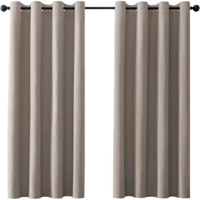 Rideau Occultant MRTREES 140x240cm Thermique - Œillets 4cm, Isolant Froid/Chaleur, Beige