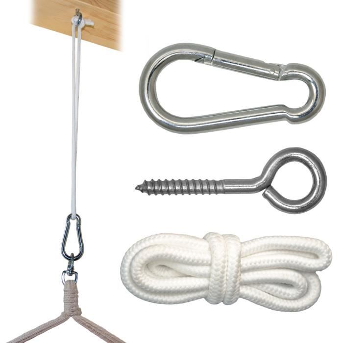Kit de Fixation pour Fauteuil Suspendu AMANKA Métal Robuste Poids max supporté 160 kg