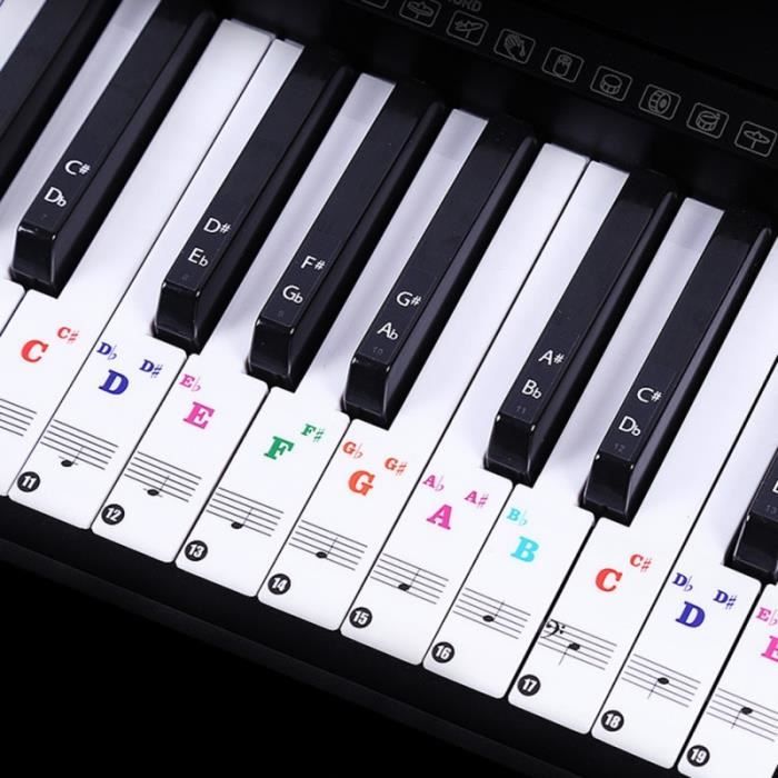 Bande de notes pour clavier de piano 61 touches/88 touches, autocollant  d'étiquette sonore pour clavier électronique, autocollant pour touches de