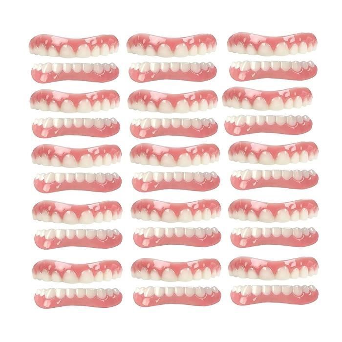 15pcs Fausses Dents Immédiat Prothèses Dentaires Cosmétiques Silicone Dentier Haut Et Bas Sourire Parfait Dentier Homme Et Femme