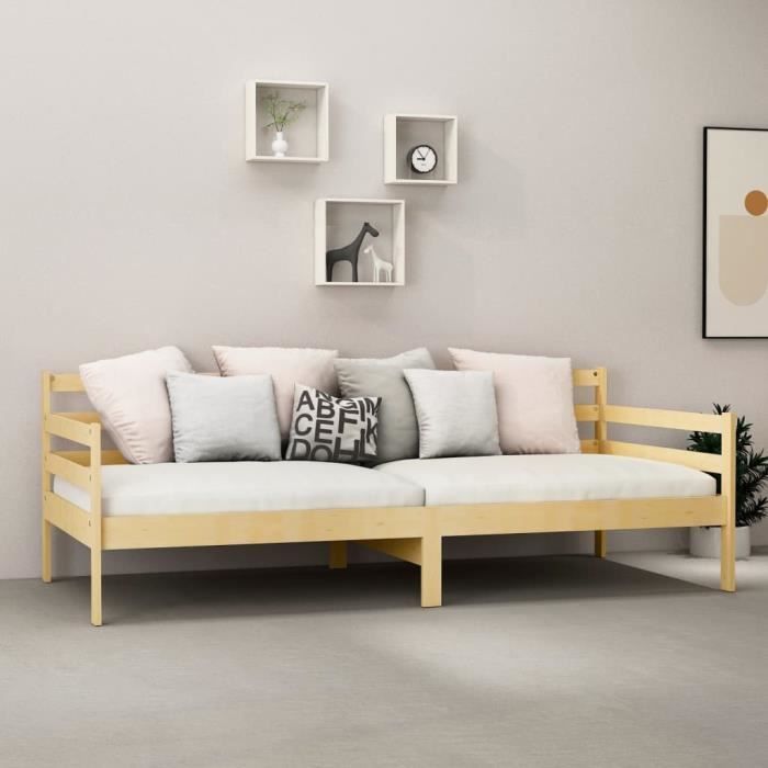 Jills - Lit avec matelas 90x200 cm Bois de pin massif - Avec dureté H2 - H3 FR7052