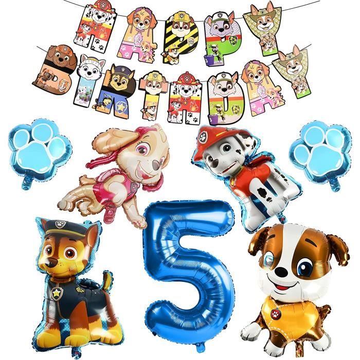 Décoration anniversaire Pat Patrouille : kit ballons 4 ans Chase • La Boutique Pat Patrouille