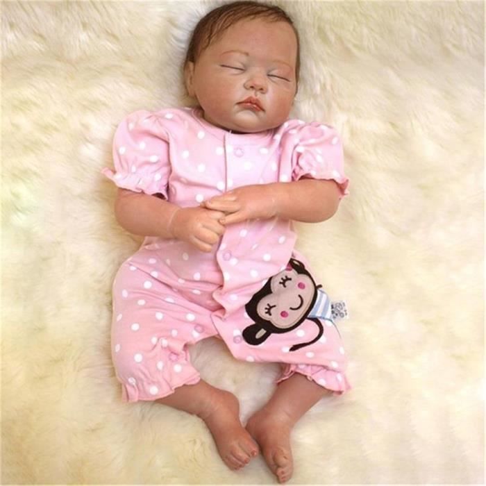 Poupee Reborn Silicone 55cm ROSE Poupon Realiste Nouveau Ne Bebe Decor Jouet Fille Cadeau Anniversaire Mohair Implante a Main Cdiscount Jeux Jouets