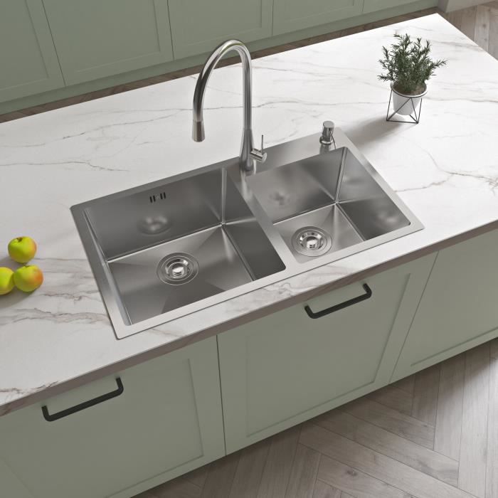 Evier inox à deux bacs BUDAPEST - ROCA