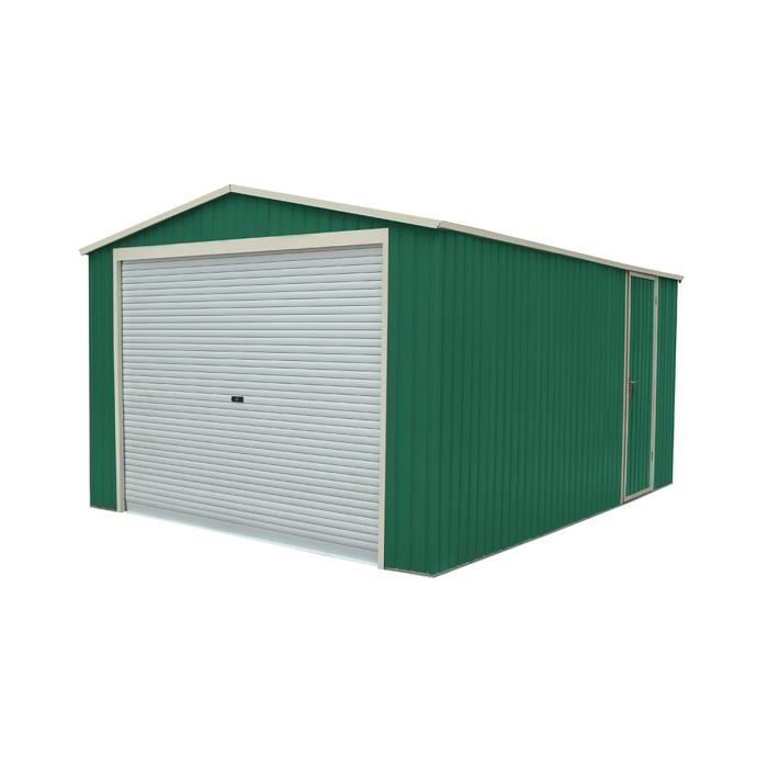 Garage Voiture Metallique Gardiun Essex 19 5 M Exterieur 576x338x243 Cm Vert Cdiscount Bricolage
