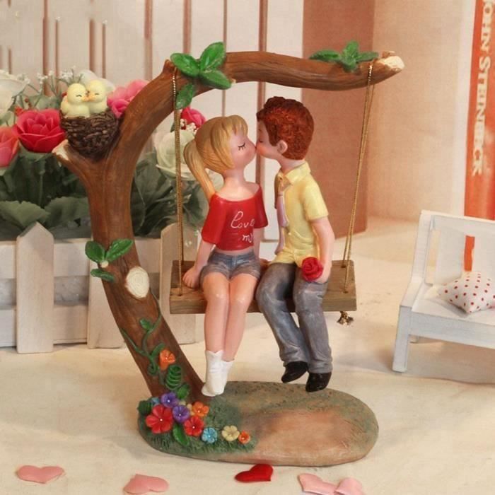 Sh Resine Couple Amoureux Romantique Swing Figurines Ornements De Decoration Maison Mariage Pel Cdiscount Maison