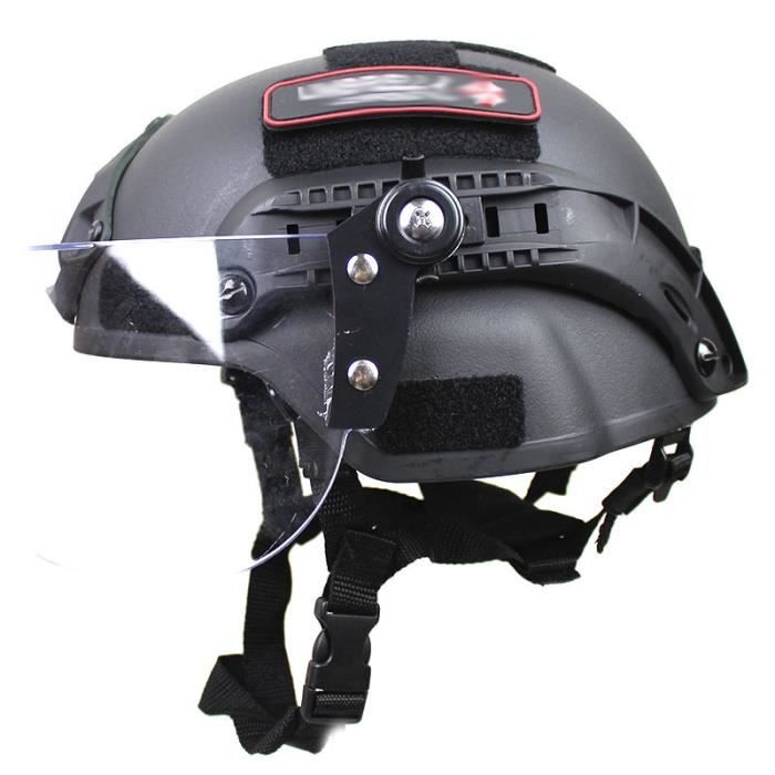 Le noir - Casque Airsoft Swat de Combat, Mich 2000, Visière Transparente et Lunettes de Protection, Sport de