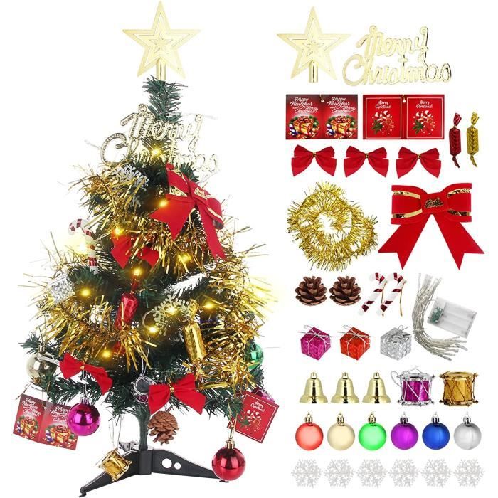 Sapins de Noel Artificiel 50 cm, Mini Sapin de Noel avec guirlandes