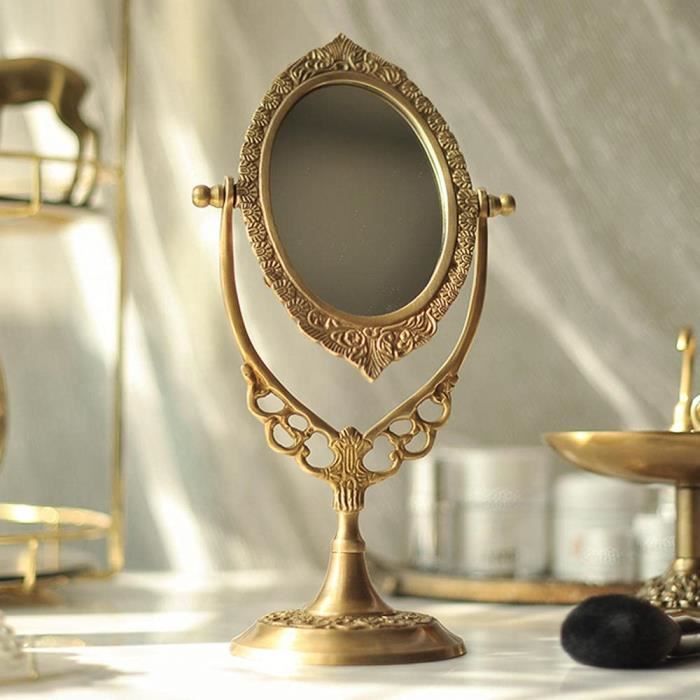 Miroir De Maquillage Sur Pied Mrltau - 17x13.5cm - Plastique Et Verre Haute Définition - Portable, Réglable - Pour Table, Voyage