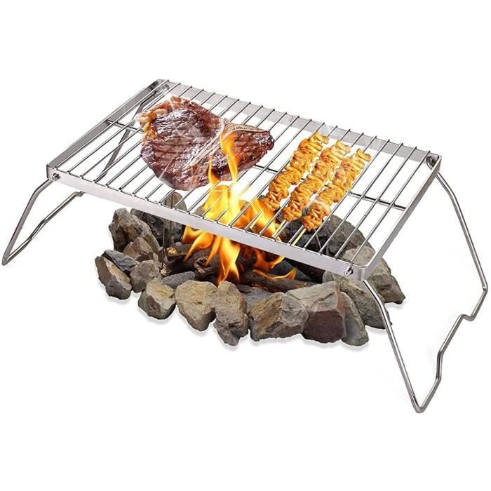 REDCAMP Grille De Camping Pliable En Acier Inoxydable 304 – Robuste, Pieds Repliables, Sac De Transport, Tailles M Et L