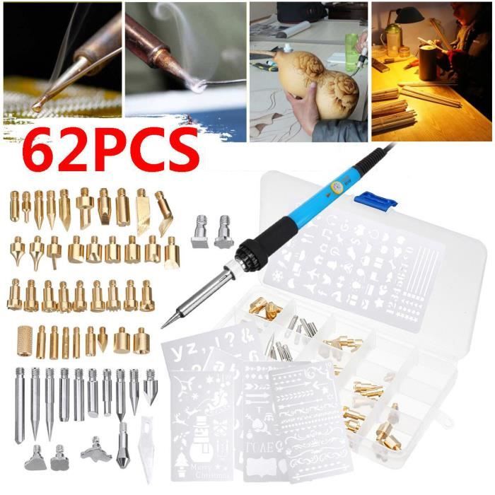 Kit de Pyrogravure Fer à Souder Electronique 113pcs 60W Soudure Outils Température Réglable 200