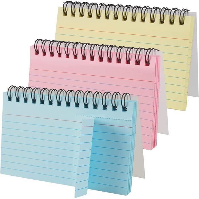 Fiches Bristol Multicolores - Lot De 200 Cartes - 12,5x7,5 Cm - Avec Couvertures Transparentes Et Marque-pages - Pour Révisions, Notes, Mémos