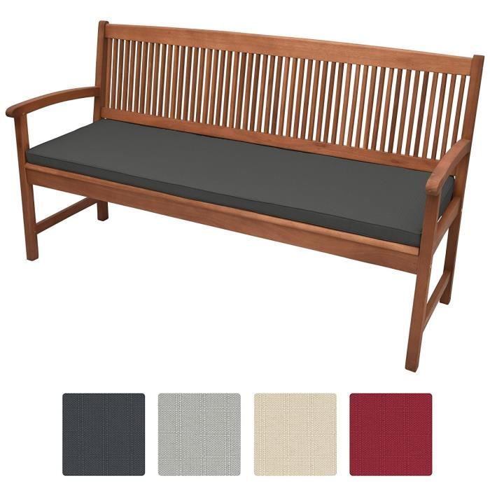 beautissu coussin banc base bk 120x48x5cm graphite gris - coussin banquette pour terrasse – matelas exterieur confortable