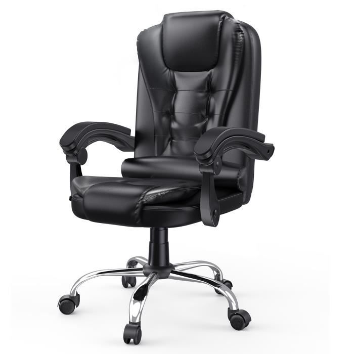 naspaluro chaise de bureau fauteuil manager hauteur réglable 45-55cm, mousse de stylisme haute densité + cuir pvc noir