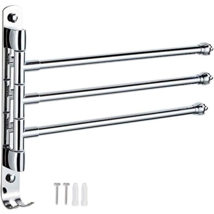 Porte-Serviettes Pivotant Chromé En Acier Inoxydable Avec 2 Barres Pivotantes 96000380