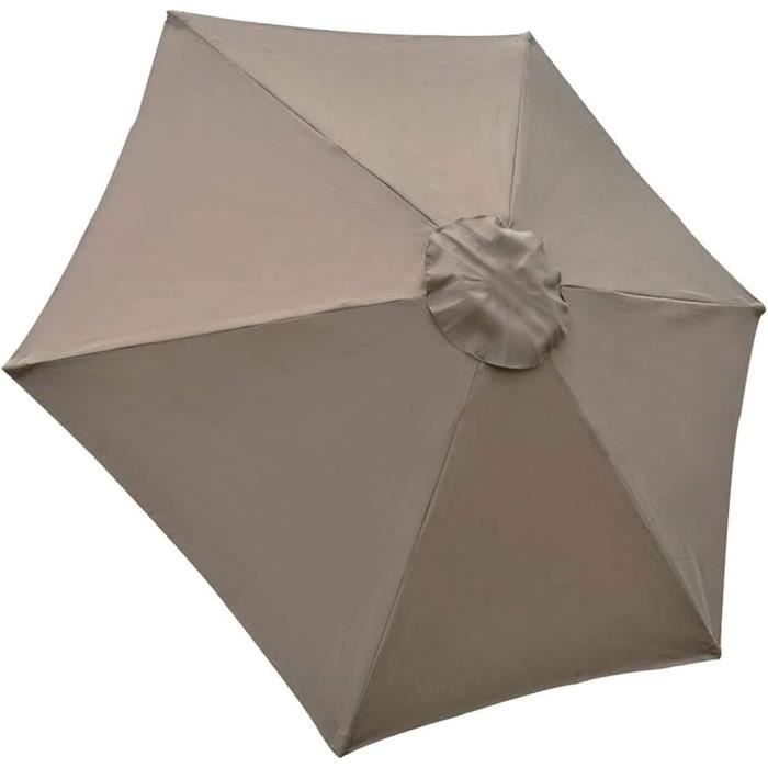 Housse De Remplacement Pour Parasol De Jardin – Toit 2.7 M Ou 3 M – 6 Ou 8 Bras – Tissu Polyester 500D Anti-UV – Beige