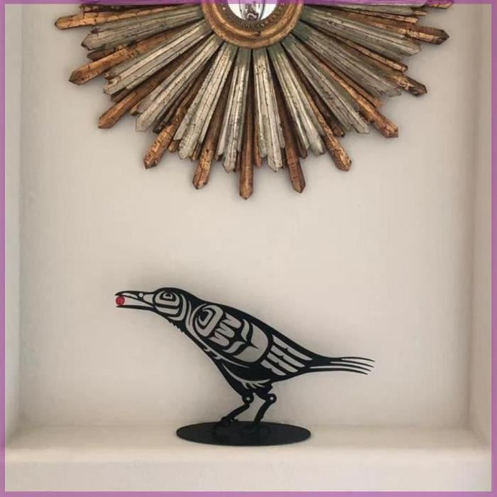 Décoration Corbeau Métal Pour Gouttière – 30 Cm, Antirouille, Peinture Multicolore, Montage Facile