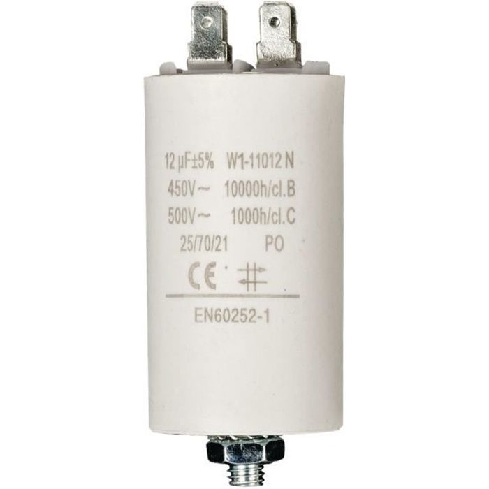 MECCANIXITY CBB60 Condensateur De Course 40uF 250V AC 2 Fils 50/60Hz Cylindre 110x50mm Avec Terminal, Goujon De Fixation M8 Pour Compresseur D'air Moteur Pompe à Eau