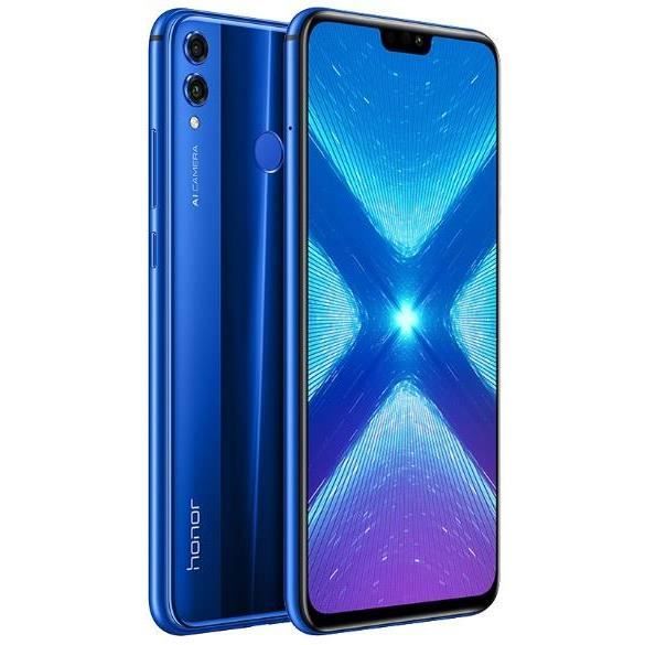 Vente Téléphone portable Honor 8X, 16,5 cm (6.5"), 4 Go, 128 Go, 20 MP, Android 8.1, Bleu pas cher Vente Téléphone portable Honor 8X, 16,5 cm (6.5"), 4 Go, 128 Go, 20 MP, Android 8.1, Bleu pas cher