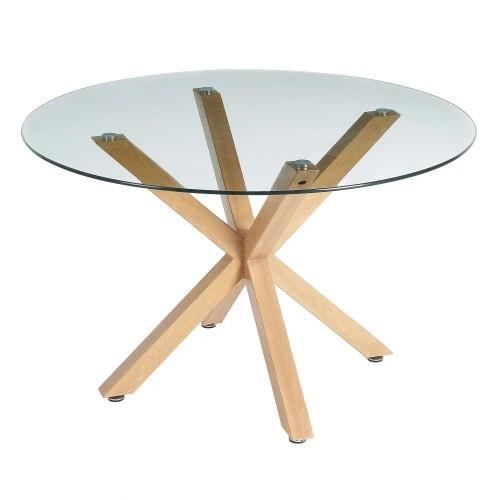 Table De Salle à Manger Ronde Verre Et Métal + 4 Chaises - 120 Cm, Intérieur