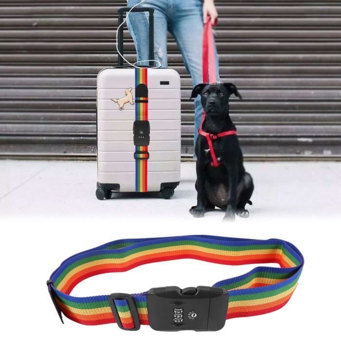 Lot De 4 Sangles De Valise Homologuées TSA - Jaunes, Réglables 46-78 Pouces - Charge 395 Lbs