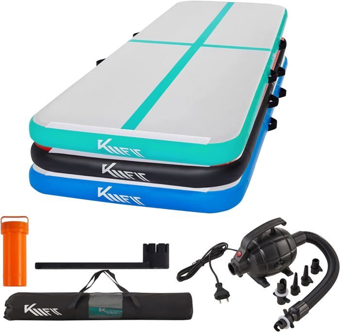 KM Fit Tapis de gymnastique Gonflable Airtrack Tapis de fitness | 5 M |Tapis de Tumbling, tapis d'entraînement Tapis de sport | Vert