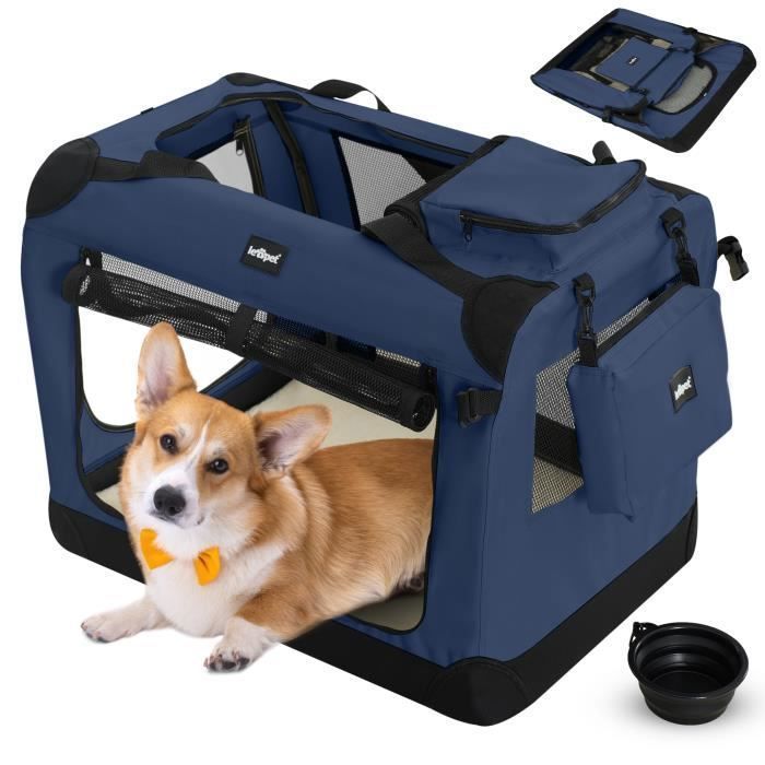 Comparer les prix de Leopet® Sac De Transport Pour Chiens - Gamelle, Pliable, Respirant, Taille M, Bleu Marine - Bagage, Panier Pour Animal De Compagnie