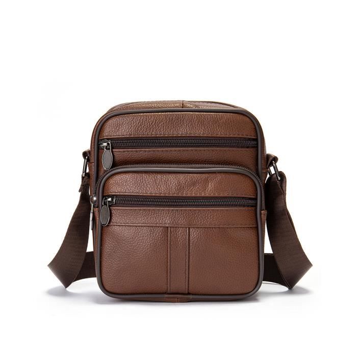Sacoche Hommes Cuir- MOBIGARLAN - WX331A2- Sacoche Bandouliere Vintage - Marron- Bandoulière Cartable - Pochette Voyage