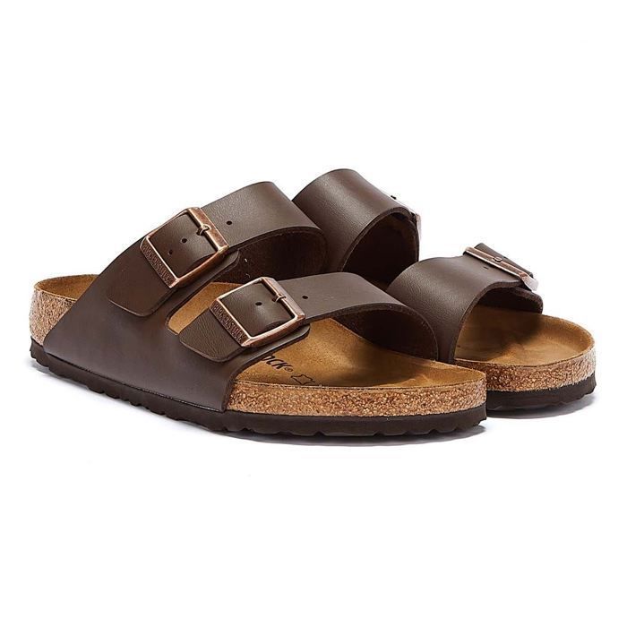 tongs pour homme birkenstock arizona en daim, synthétique et caoutchouc - marron