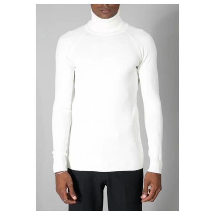 Pull col roulé Blanc Homme