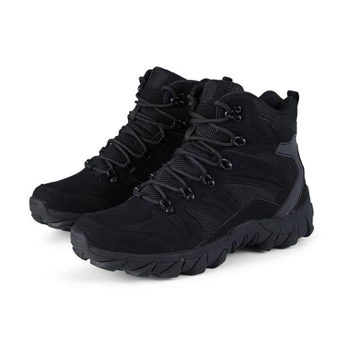 Bottes De Combat Unisexe Adulte – Cuir, Fermeture éclair Latérale – Semelle Antidérapante – Pour Travail, Randonnée