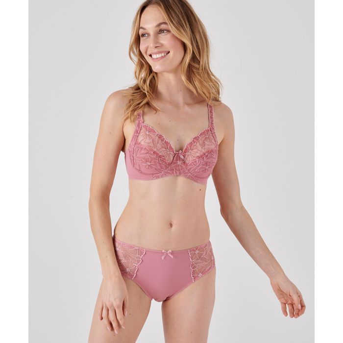 Soutien-gorge Grande Taille 110F - Rose Damier à Armatures - Coton Mixte - Femme