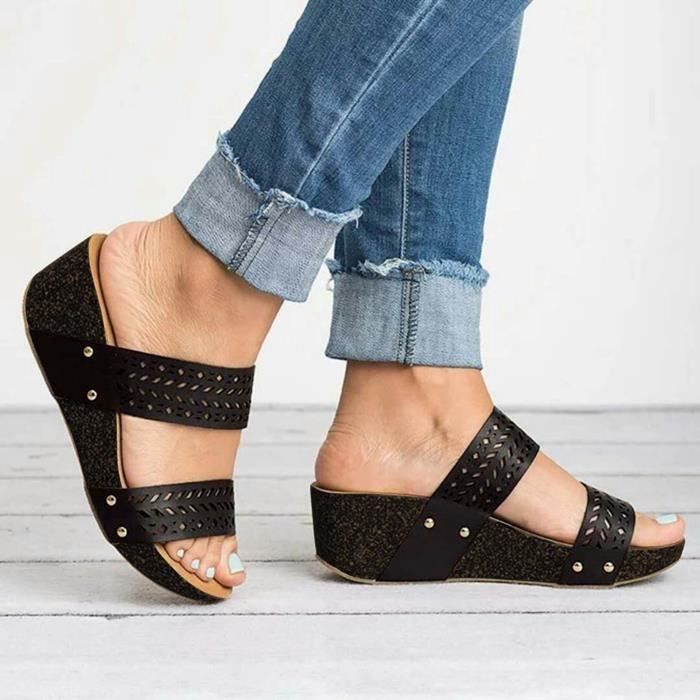 Sandales Femme Pantoufles Été Briskorry Femme - Talon Compensé Fond Épais Respirant Chaussures Légères Fleurs Sandales Femme Pantoufles Été Briskorry Femme - Talon Compensé Fond Épais Respirant Chaussures Légères Fleurs