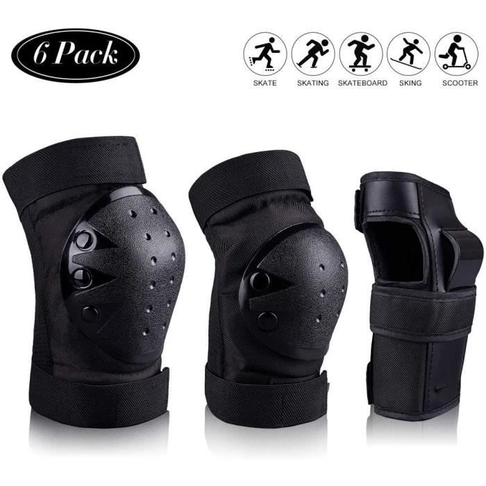 Kit Protection Skateboard/roller Adulte - Casque, Coudières, Genouillères, Protège-mains Réglables, Pour Sports à Roulettes Et Vélo