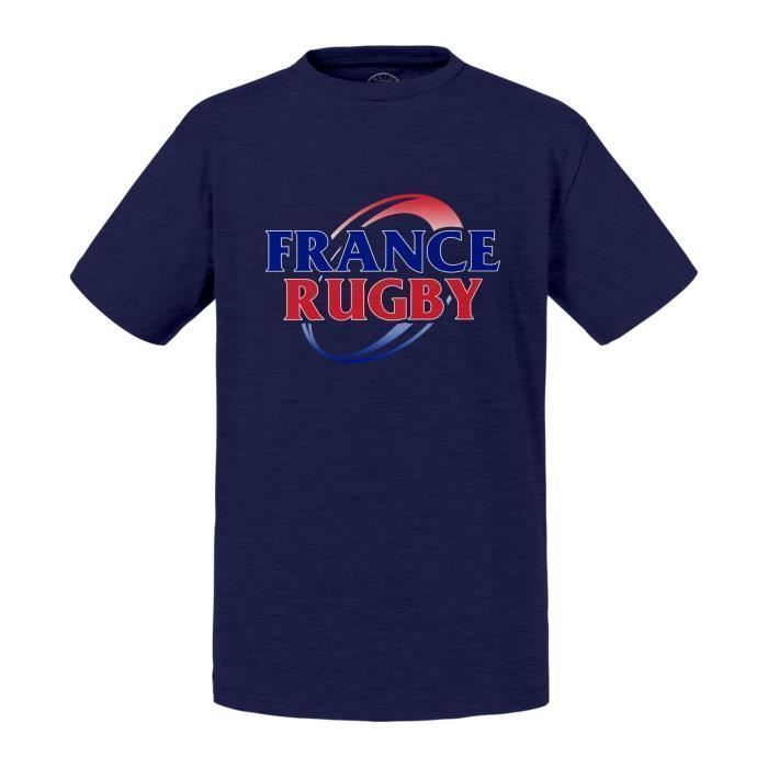 T-shirt Enfant Bleu France Rugby Sport XV Ballon Team