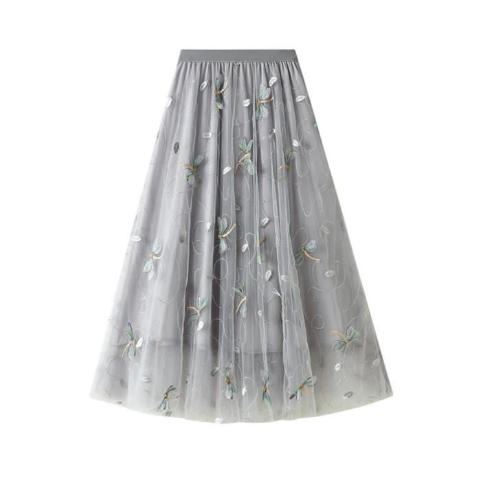 Jupe Longue Pour Fille - Taille Haute En Maille à Pois - Noire - Style Tulle Pour Enfant