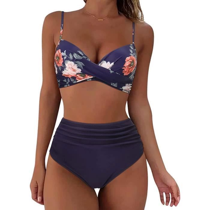 Maillot De Bain 2 Pièces Femme Push-up - Bikini Triangle Noir, Tissu Doux, Pour Plage, Piscine, Vacances - 3