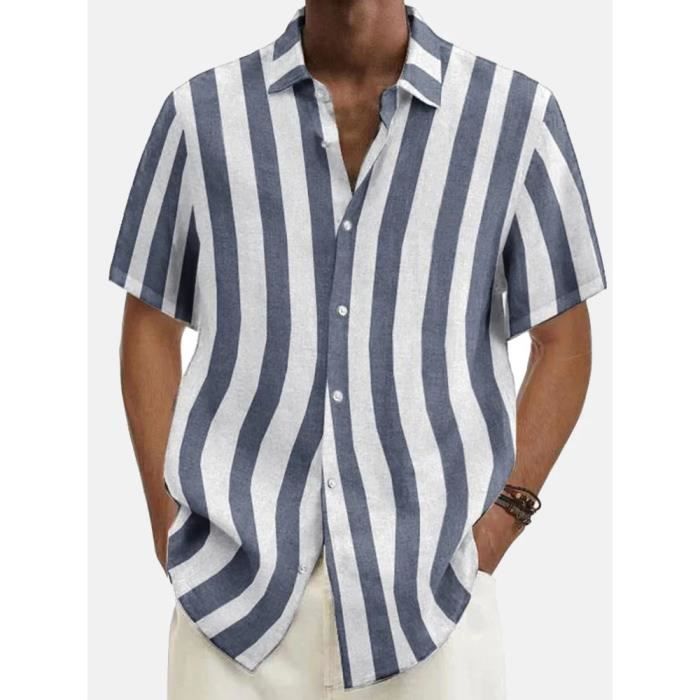 Chemise En Jean à Manches Courtes Pour Homme - Coupe Droite - Bleu Clair Ou Gris Foncé - Look Décontracté Usé
