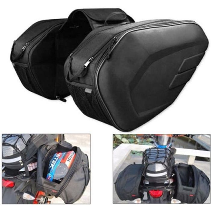 1 paire de sacoches de moto sacoches bagages valise moto siège arrière sac  sac de selle avec housse étanche - Cdiscount Auto