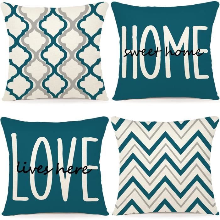 AEIOAE Lot De 2 Coussins Décoratifs Housses De Coussin « Happy Valentine's Day » En Coton Avec Cœur Rouge - 50,8 X 50,8 Cm