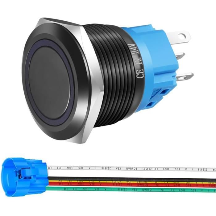 SmartSwitch 22mm 12V/24V BLACK Metal Latching Angel Halo - Foto 5