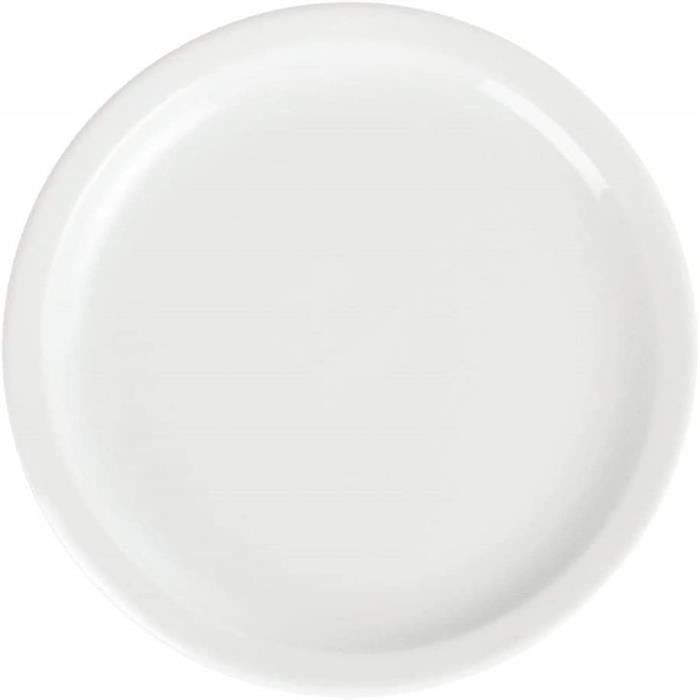 12 Assiettes Plates Olympia Athena Bord étroit 22.6cm - Porcelaine Super Vitrifiée Blanche, Passe Micro-ondes, Usage Hôtelier
