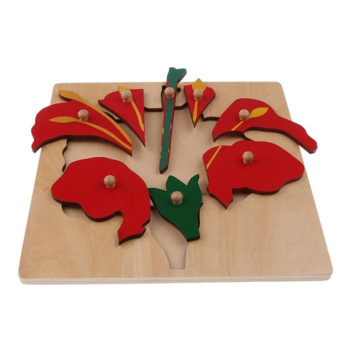 Montessori Puzzle Bebe D Encastrement En Bois Forme D Animal Jouets Pour Bebes Enfants Fleur Cdiscount Jeux Jouets