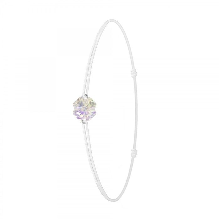 Bracelet élastique blanc et trèfle SC Crystal orné de Cristaux scintillants Bracelet élastique blanc et trèfle SC Crystal orné de Cristaux scintillants