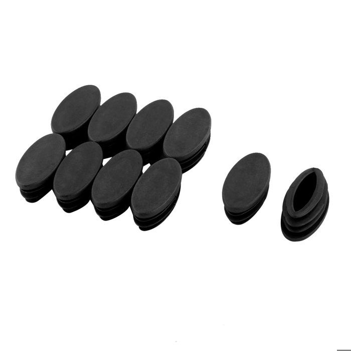 Patins pour meubles SOURCING MAP 10pcs Bouchon Pied de chaise Embout Cap Jambe Tube Table Protection Ovale Plastique Noir 37×19mm