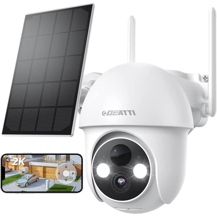 DEATTI 2K PTZ Camera Surveillance WiFi Exterieure sans Fil Solaire, Dome Camera IP sur Batteries, Audio Bidirectionnel, Détectio156