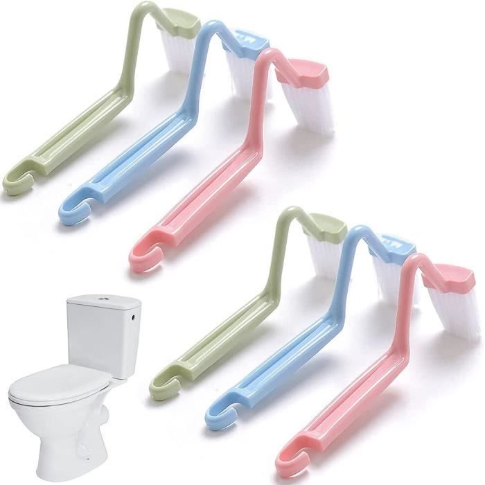 3 Pièces Brosse Toilettes Brosse Toilette WC Rebord de Nettoyage Courbé en  Plastique pour Les Coins de Toilettes 