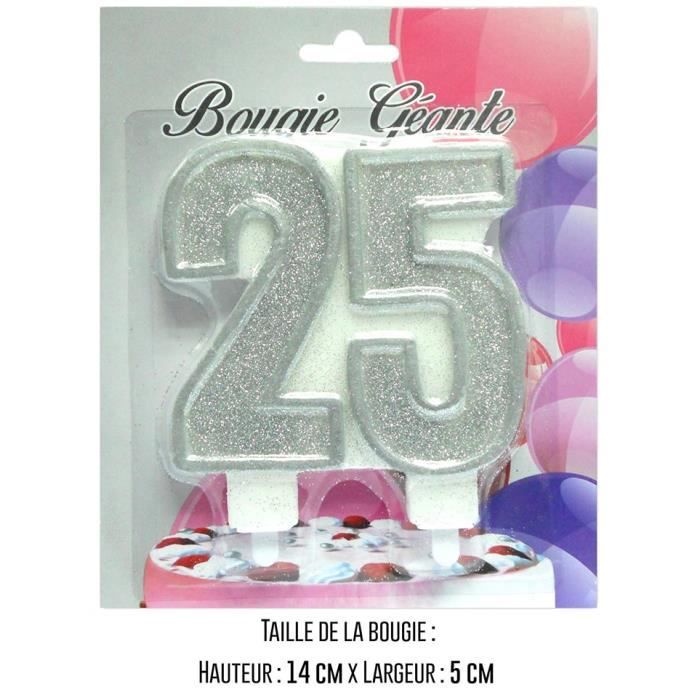 Bougie Geante Chiffre 25 Argent Cdiscount Maison