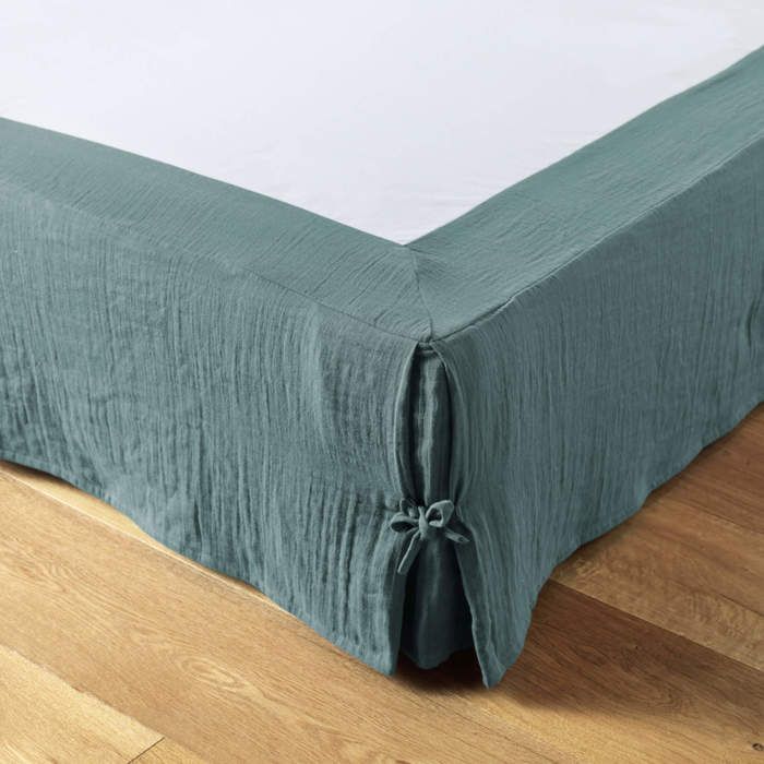 Cache sommier double gaze de coton bleu canard 140x190 cm - Bleu canard - Terre de Nuit Cache sommier double gaze de coton bleu canard 140x190 cm - Bleu canard - Terre de Nuit